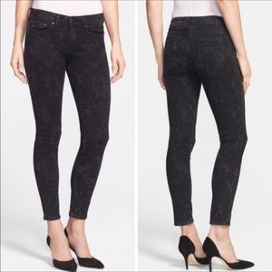 Vince Dylan Black Floral Ankle Skinny Jeans 27